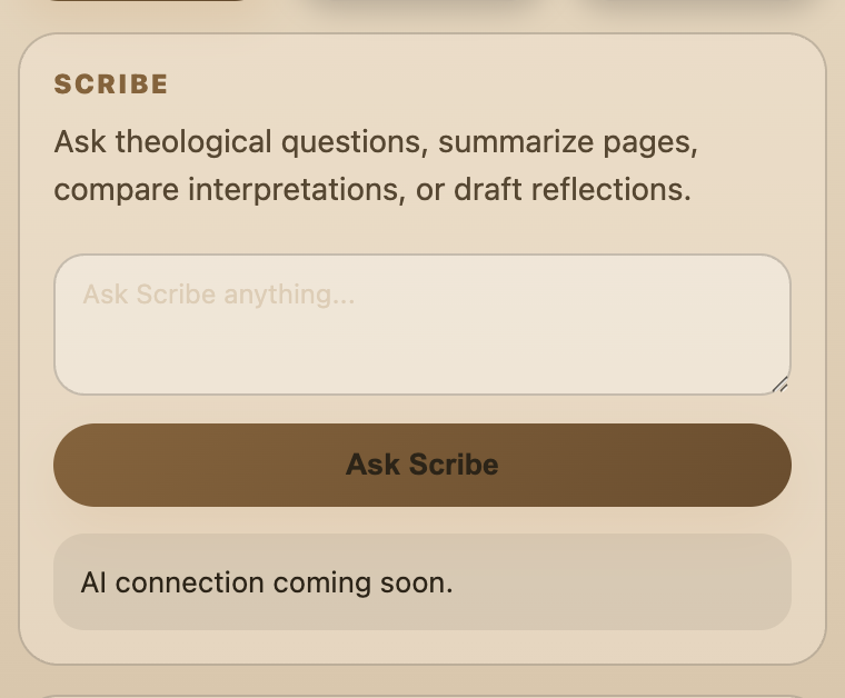 Screenshot of the Theosis Scribe panel